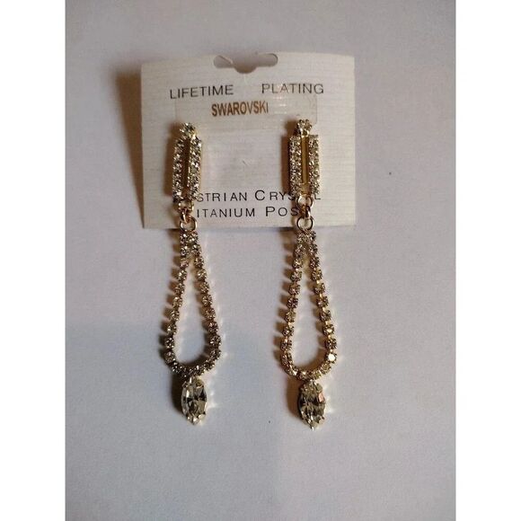 Swarovski Art Deco Austrian Crystal Chandelier Earrings - Picture 1 of 3